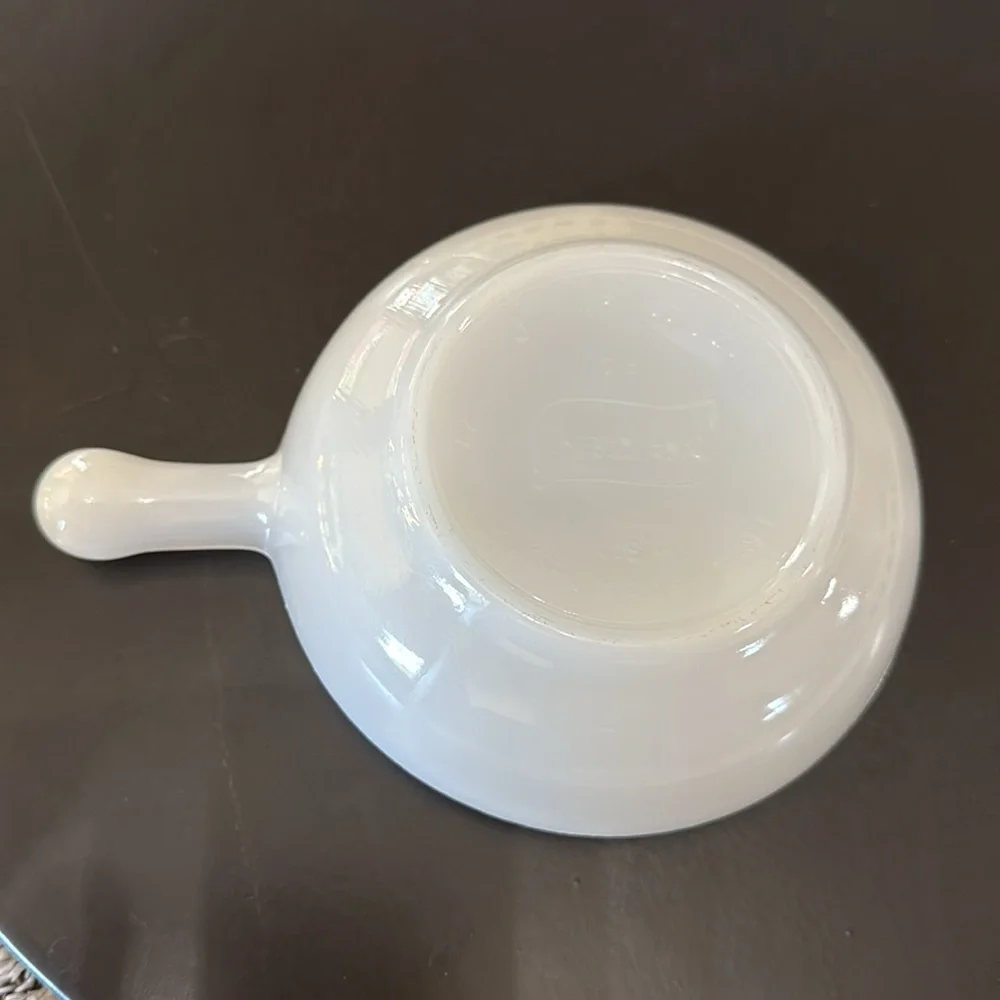 VTG Set Of 2 Glasbake Milk Glass 11oz Lug Soup Bowls With‎ Handles Kitchenware